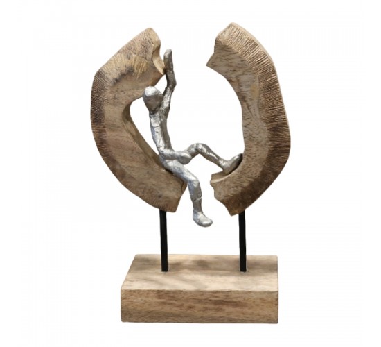 Επιτραπέζιο διακοσμητικό Vualo Inart φυσικό μάνγκο ξύλο-αλουμίνιο 18x10x26εκ Υλικό: MANGO WOOD-ALUMINUM IRON 312-000004