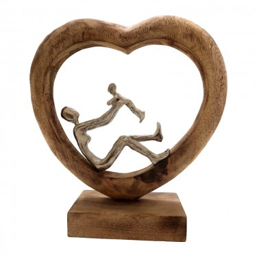 Επιτραπέζιο διακοσμητικό καρδιά Loisir Inart φυσικό μάνγκο ξύλο-αλουμίνιο 28.5x9x30εκ Υλικό: MANGO WOOD-ALUMINUM 312-000017
