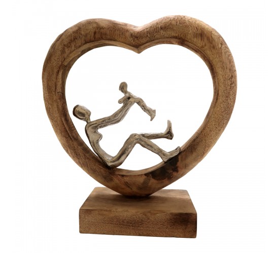 Επιτραπέζιο διακοσμητικό καρδιά Loisir Inart φυσικό μάνγκο ξύλο-αλουμίνιο 28.5x9x30εκ Υλικό: MANGO WOOD-ALUMINUM 312-000017