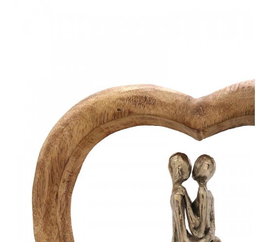 Επιτραπέζιο διακοσμητικό καρδιά Vrame Inart φυσικό μάνγκο ξύλο-αλουμίνιο 32x9x35εκ Υλικό: MANGO WOOD-ALUMINUM 312-000018