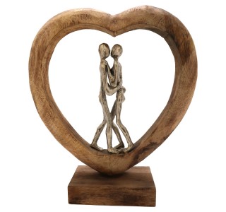 Επιτραπέζιο διακοσμητικό καρδιά Vrame Inart φυσικό μάνγκο ξύλο-αλουμίνιο 32x9x35εκ Υλικό: MANGO WOOD-ALUMINUM 312-000018