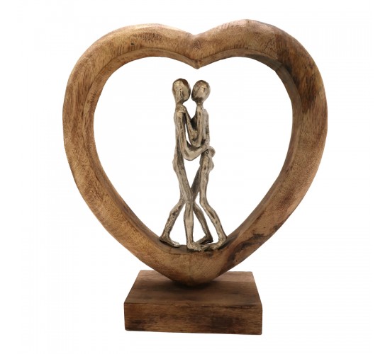 Επιτραπέζιο διακοσμητικό καρδιά Vrame Inart φυσικό μάνγκο ξύλο-αλουμίνιο 32x9x35εκ Υλικό: MANGO WOOD-ALUMINUM 312-000018