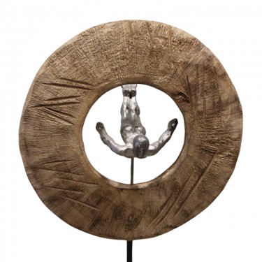 Επιτραπέζιο διακοσμητικό Manny Inart φυσικό μάνγο ξύλο-αλουμίνιο 31x18x50εκ Υλικό: MANGO WOOD-ALUMINUM 312-000027