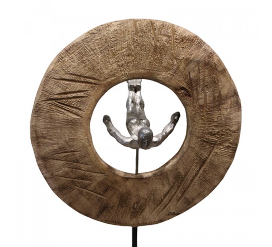 Επιτραπέζιο διακοσμητικό Manny Inart φυσικό μάνγο ξύλο-αλουμίνιο 31x18x50εκ Υλικό: MANGO WOOD-ALUMINUM 312-000027