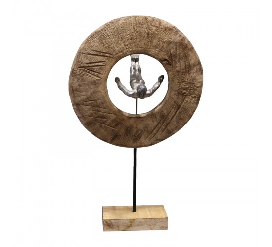 Επιτραπέζιο διακοσμητικό Manny Inart φυσικό μάνγο ξύλο-αλουμίνιο 31x18x50εκ Υλικό: MANGO WOOD-ALUMINUM 312-000027