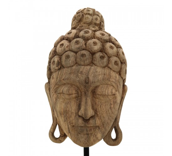 Επιτραπέζιο διακοσμητικό βούδας Mask Inart φυσικό μάνγκο ξύλο-μέταλλο 20x18.5x48.5εκ Υλικό: MANGO WOOD - IRON 312-000028