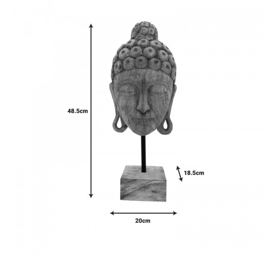 Επιτραπέζιο διακοσμητικό βούδας Mask Inart φυσικό μάνγκο ξύλο-μέταλλο 20x18.5x48.5εκ Υλικό: MANGO WOOD - IRON 312-000028