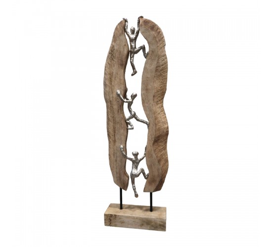 Επιτραπέζιο διακοσμητικό Climb Inart φυσικό μάνγκο ξύλο-αλουμίνιο 21x8x69εκ Υλικό: MANGO WOOD-ALUMINUM 312-000031