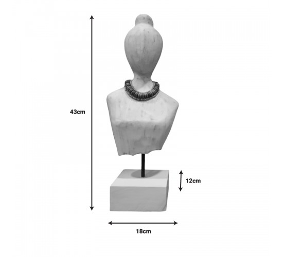 Προτομή Kasma II Inart λευκό μάνγκο ξύλο-μέταλλο 18x12x43εκ Υλικό: MANGO WOOD-IRON 312-000045