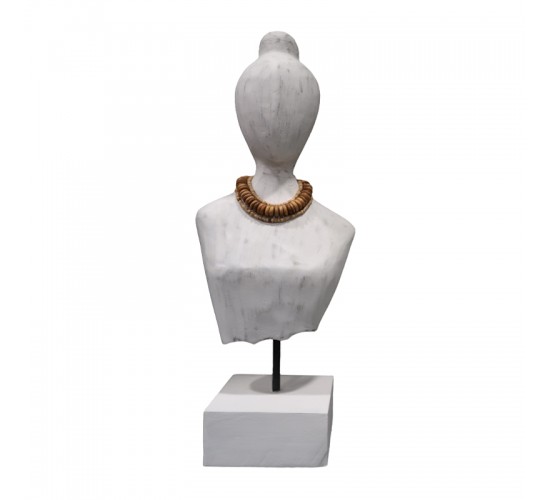 Προτομή Kasma II Inart λευκό μάνγκο ξύλο-μέταλλο 18x12x43εκ Υλικό: MANGO WOOD-IRON 312-000045