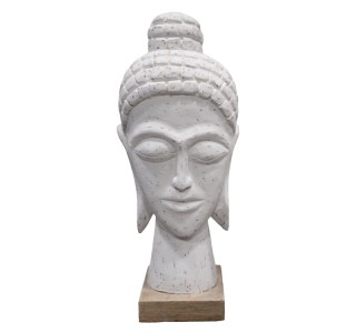 Προτομή κεφαλή βούδα Wevi Inart λευκό μάνγκο ξύλο 17x11.5x41εκ Υλικό: MANGO WOOD 312-000047