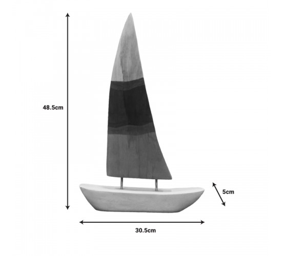 Επιτραπέζιο διακοσμητικό καράβι Elize Inart λευκό-γκρι-μπλε μάνκγο ξύλο-μέταλλο 30.5x5x48.5εκ Υλικό: MANGO WOOD-IRON 312-000048