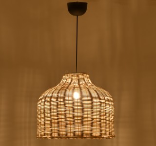 Φωτιστικό οροφής Ziquel Inart rattan σε φυσική απόχρωση Φ42x89εκ Υλικό: RATTAN - METAL 313-000034