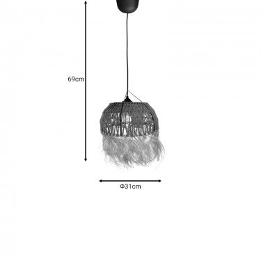 Φωτιστικό οροφής Bowler Inart ψάθινο φυσικό Φ31x69εκ Υλικό: STRAW 313-000037