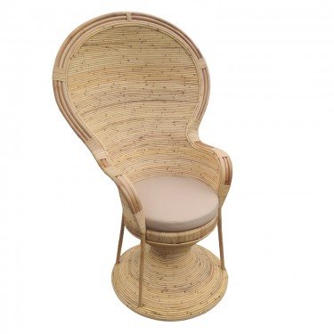 Πολυθρόνα Rea Inart με μπεζ μαξιλάρι-φυσικό rattan 92x75x140εκ Υλικό: RATTAN-LASIO 314-000003