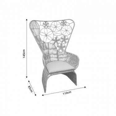 Πολυθρόνα Jake Inart με μπεζ μαξιλάρι-φυσικό rattan 110x86x145εκ Υλικό: RATTAN-LASIO 314-000005