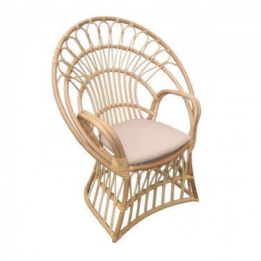 Πολυθρόνα Boloni Inart με μπεζ μαξιλάρι-φυσικό rattan 96x70x120εκ Υλικό: RATTAN-LASIO 314-000006