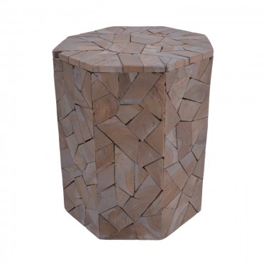 Σκαμπό Sity Inart γκρι wash μασίφ ξύλο suar Φ32x40εκ Υλικό: SUARWOOD 315-000016