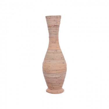 Διακοσμητικό βάζο Uala Inart ψάθα μπανάνας σε αντικέ φυσική απόχρωση Φ25x70εκ Υλικό: BANANA ROOT 315-000025