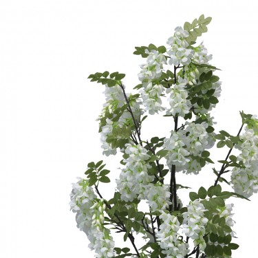 Διακοσμητικό φυτό Bean flowers σε γλάστρα Inart λευκό pp Υ125εκ Υλικό: PP 316-000025