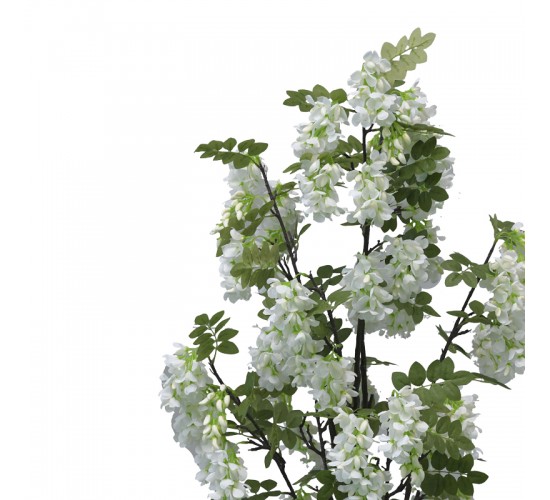 Διακοσμητικό φυτό Bean flowers σε γλάστρα Inart λευκό pp Υ125εκ Υλικό: PP 316-000025