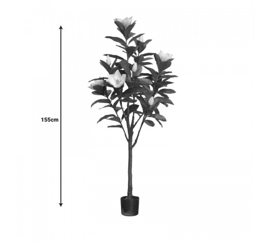 Διακοσμητικό φυτό Mangola I σε γλάστρα Inart λευκό pp Υ155εκ Υλικό: PP 316-000027