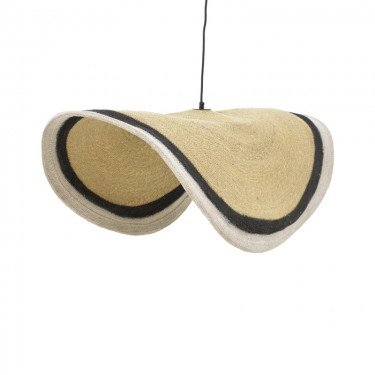 Φωτιστικό οροφής Hatchie Inart φυσικό-μαύρο-λευκό ψάθα-μέταλλο Φ100x133εκ Υλικό: SEAGRASS - IRON 317-000002