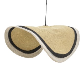 Φωτιστικό οροφής Hatchie Inart φυσικό-μαύρο-λευκό ψάθα-μέταλλο Φ120x144εκ Υλικό: SEAGRASS-IRON 317-000003