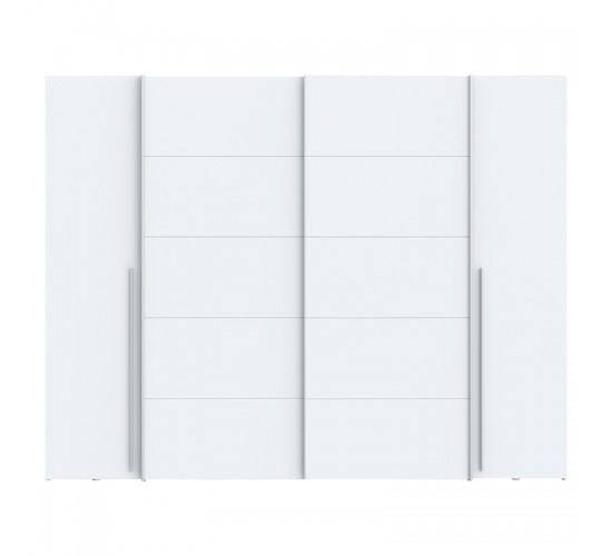 Ντουλάπα ρούχων Verzo τετράφυλλη λευκό μελαμίνης 270.5x61x210.5εκ Υλικό: -Carcase & front: chipboard. Handles: pp - Alu Look ;
sliding doors metal - Alu Look- 318-000004