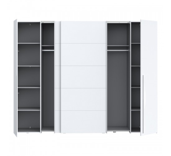Ντουλάπα ρούχων Verzo τετράφυλλη λευκό μελαμίνης 270.5x61x210.5εκ Υλικό: -Carcase & front: chipboard. Handles: pp - Alu Look ;
sliding doors metal - Alu Look- 318-000004