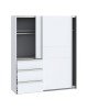 Ντουλάπα ρούχων Gotion δίφυλλη λευκό μελαμίνης 200x61x200.5εκ Υλικό: Carcase & front: chipboard. Handles: metal - Aluminium / drawer: pp - White 318-000007