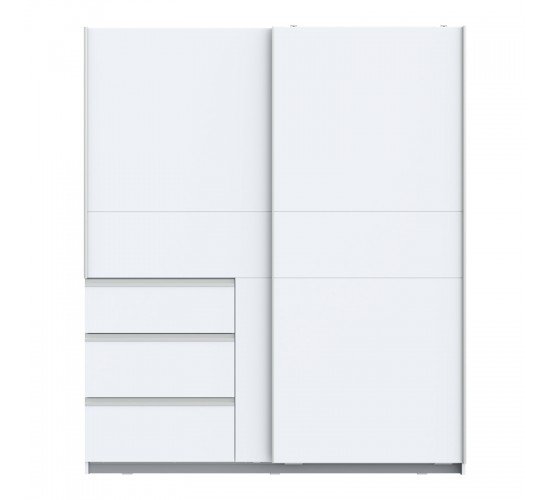 Ντουλάπα ρούχων Gotion δίφυλλη λευκό μελαμίνης 170.5x61x200.5εκ Υλικό: -Carcase & front: chipboard. Handles: Metal - Aluminium / drawer: Pp- White
- 318-000009