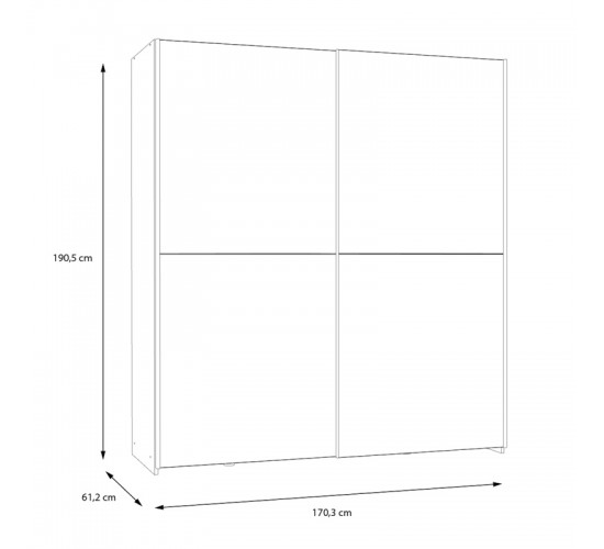 Ντουλάπα ρούχων Noez I δίφυλλη με ράφια σε λευκή απόχρωση 170.5x61x190.5εκ Υλικό: CHIPBOARD 318-000042