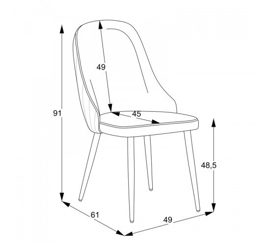 Καρέκλα Remis ανθρακί ύφασμα-πόδι μαύρο μέταλλο 49x61x91εκ Υλικό: METAL - FABRIC - PLYWOOD 12mm-  FOAM 320-000013