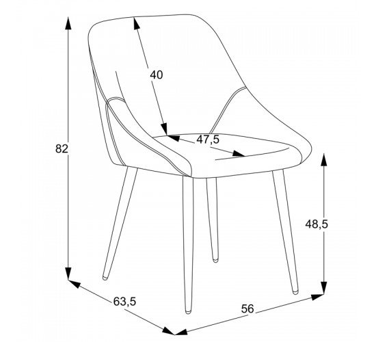 Καρέκλα Putos μπεζ ύφασμα-πόδι μαύρο μέταλλο 56x63.5x82εκ Υλικό: METAL - FABRIC - PLYWOOD 12mm-  FOAM 320-000017