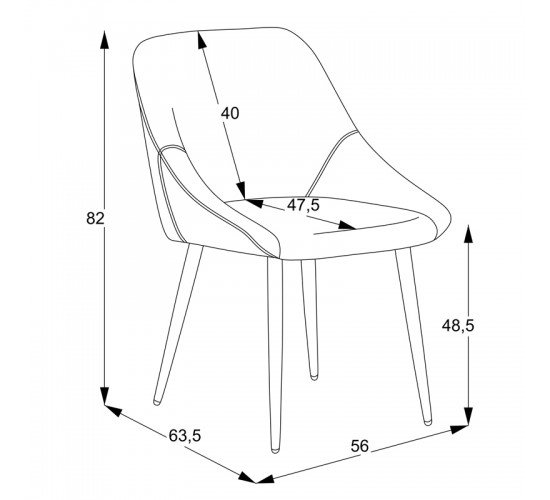 Καρέκλα Putos ανοιχτό γκρι ύφασμα-πόδι μαύρο μέταλλο 56x63.5x82εκ Υλικό: METAL - FABRIC - PLYWOOD 12mm-  FOAM 320-000019
