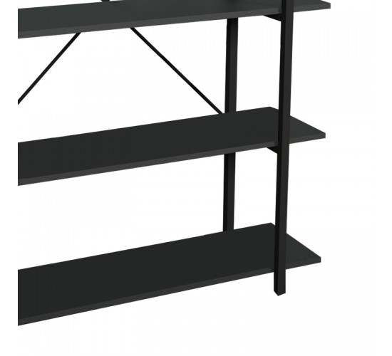 Βιβλιοθήκη Reson ανθρακί-μαύρο μελαμίνης 120x34x180εκ Υλικό: MELAMINE 321-000002