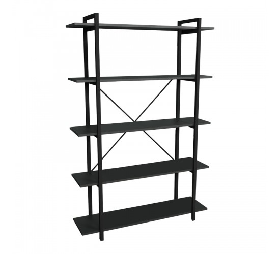 Βιβλιοθήκη Reson ανθρακί-μαύρο μελαμίνης 120x34x180εκ Υλικό: MELAMINE 321-000002