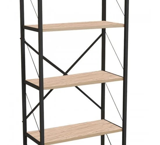 Βιβλιοθήκη Draizy oak-μαύρο μελαμίνης 60x30x150εκ Υλικό: MELAMINE 321-000005 Βιβλιοθήκη Draizy oak-μαύρο μελαμίνης 60x30x150εκ Υλικό: MELAMINE 321-000005