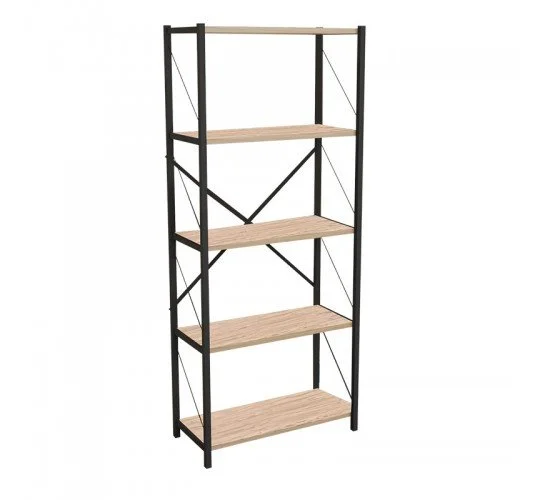 Βιβλιοθήκη Draizy oak-μαύρο μελαμίνης 60x30x150εκ Υλικό: MELAMINE 321-000005 Βιβλιοθήκη Draizy oak-μαύρο μελαμίνης 60x30x150εκ Υλικό: MELAMINE 321-000005