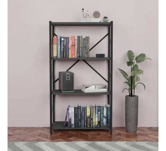 Βιβλιοθήκη Jackrey ανθρακί-μαύρο μελαμίνης 60x30x114εκ Υλικό: MELAMINE 321-000011 Βιβλιοθήκη Jackrey ανθρακί-μαύρο μελαμίνης 60x30x114εκ Υλικό: MELAMINE 321-000011