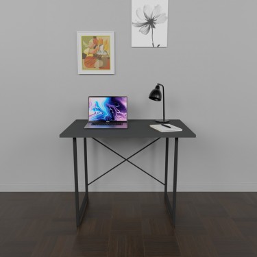 Γραφείο εργασίας Ustando ανθρακί μελαμίνης-μαύρο μέταλλο 90x60x72εκ Υλικό: MELAMINE - METAL 321-000023