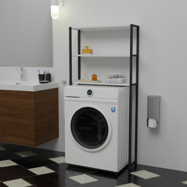 Έπιπλο πλυντηρίου Bothy oak μελαμίνης-μαύρο μέταλλο 73x22x150εκ Υλικό: MELAMINE - METAL 321-000027