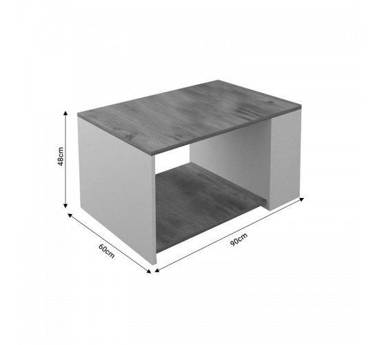 Τραπέζι σαλονιού Noil oak-λευκό μελαμίνης 90x60x48εκ Υλικό: MELAMINE 321-000048