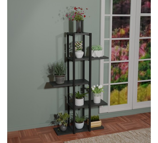 Επιδαπέδια ραφιέρα Ploko ανθρακί μελαμίνης 60x24x110εκ Υλικό: MELAMINE 321-000051