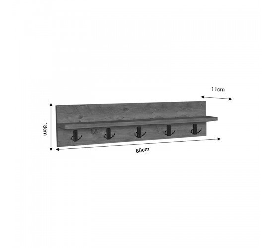 Κρεμάστρα τοίχου Esform oak μελαμίνης 80x11x18εκ Υλικό: MELAMINE 321-000054