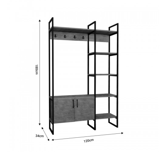 Έπιπλο εισόδου Thoj oak μελαμίνης 120x34x180εκ Υλικό: MELAMINE 321-000061