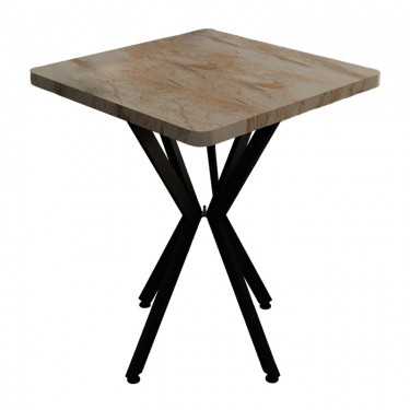 Τραπέζι Prestone λευκό μαρμάρου μελαμίνης-μαύρο μέταλλο 70x70x75εκ Υλικό: MELAMINE -  METAL 321-000083