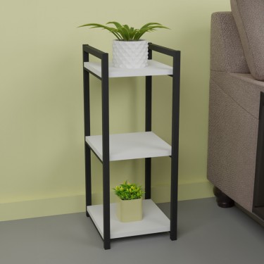 Επιδαπέδια ραφιέρα Harvey μαύρο μέταλλο και μελαμίνη σε λευκή απόχρωση 33x28x70εκ Υλικό: MELAMINE -  METAL 321-000102