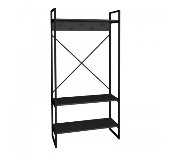 Έπιπλο εισόδου Levento ανθρακί με μαύρο μεταλλικό σκελετό 88x34x180εκ Υλικό: MELAMINE - METAL 321-000122